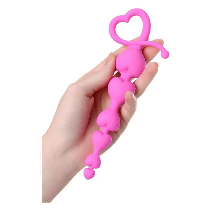 ToDo Sweety Pink Silicone Anal Chain - Graduated Heart Beads 18.5cm - Image 11