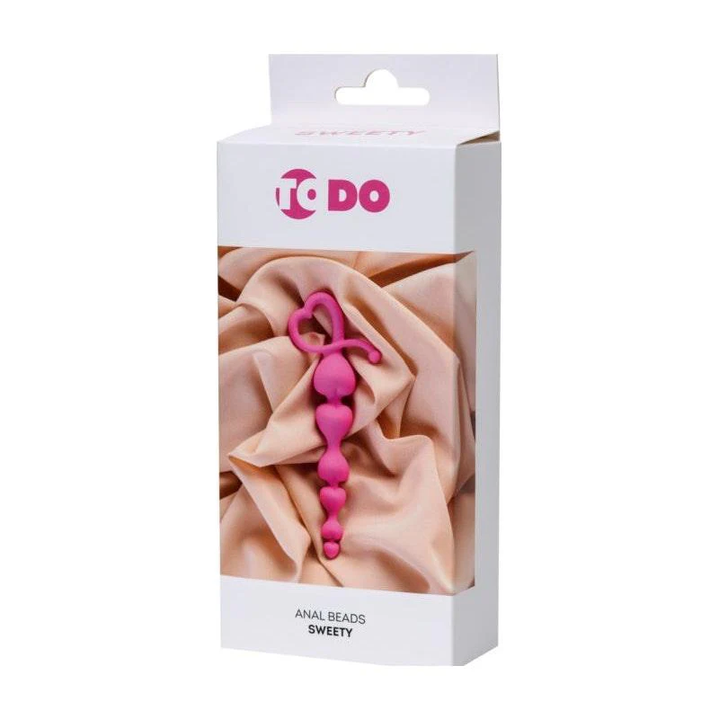 ToDo Sweety Pink Silicone Anal Chain - Graduated Heart Beads 18.5cm - Image 13